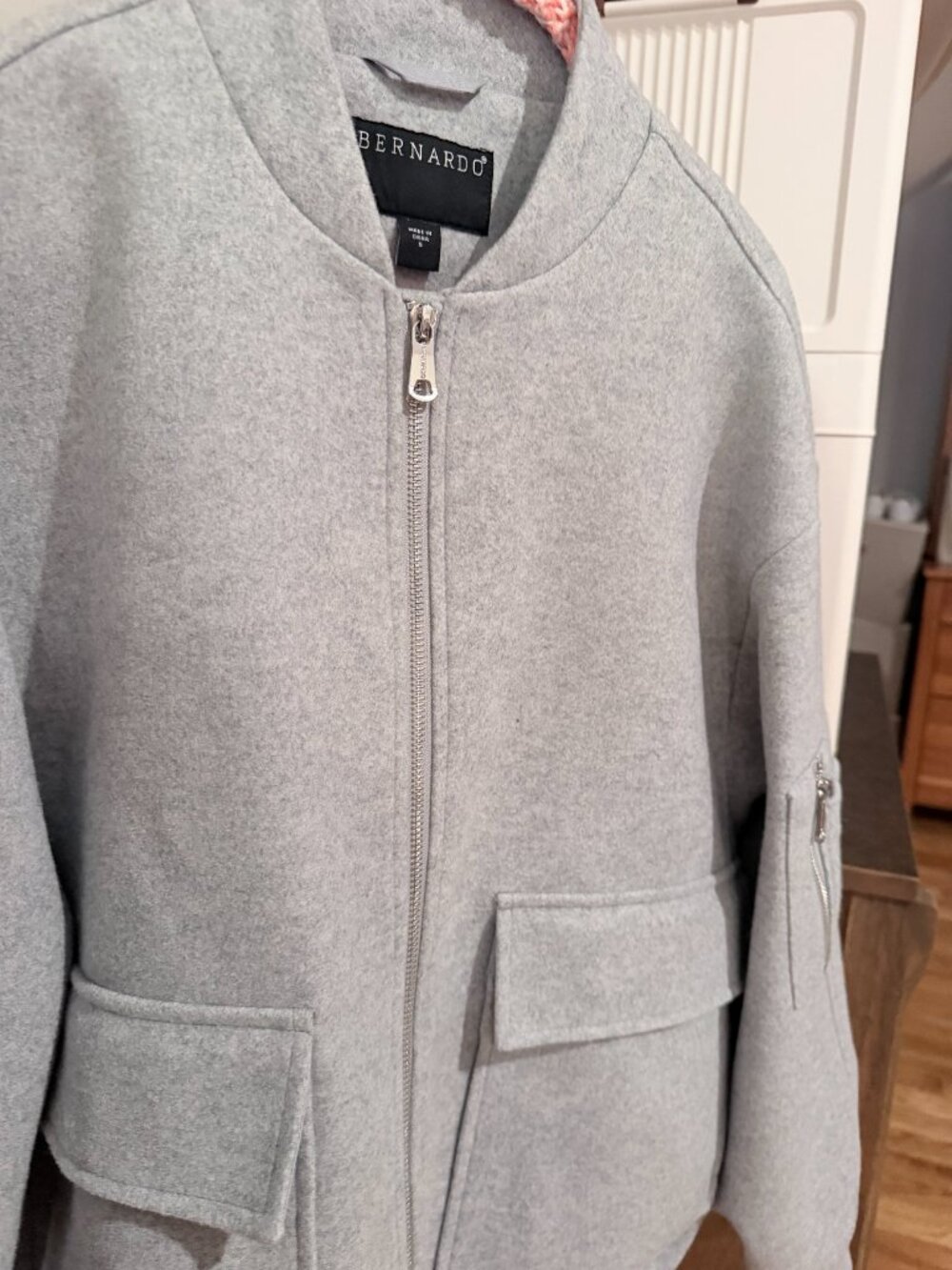 Bernardo Women’s Oversized Bomber Jacket Heather Gray